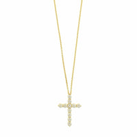 18K Yellow Gold Diamond Cross Pendant Necklace