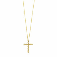 18K Yellow Gold Diamond Cross Pendant Necklace