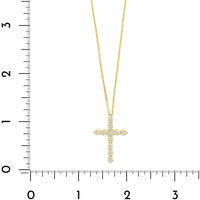 18K Yellow Gold Diamond Cross Pendant Necklace