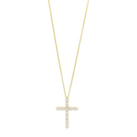 18K Yellow Gold Diamond Cross Pendant Necklace