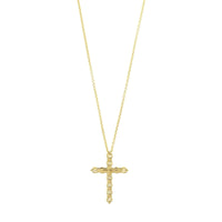 18K Yellow Gold Diamond Cross Pendant Necklace