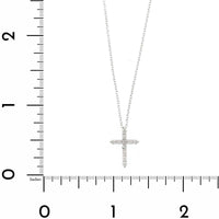 14K White Gold Shared Prong Diamond Cross Pendant Necklace