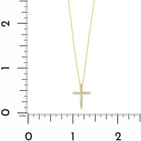 14K Yellow Gold Shared Prong Diamond Cross Pendant Necklace
