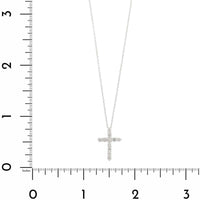 14K White Gold Shared Prong Diamond Cross Pendant Necklace