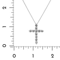 14K White Gold Shared Prong Diamond Cross Pendant Necklace