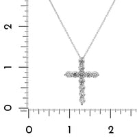 14K White Gold Shared Prong Diamond Cross Pendant Necklace