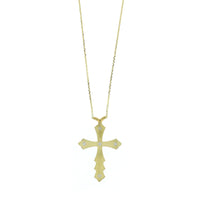 18K Yellow Gold Black Enamel and Diamond Cross Necklace