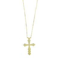 18K Yellow Gold Blue Enamel and Diamond Cross Necklace