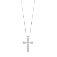 18K White Gold Black Enamel and Diamond Cross Necklace