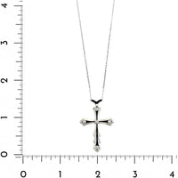 18K White Gold Black Enamel and Diamond Cross Necklace