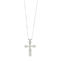 18K White Gold Blue Enamel and Diamond Cross Necklace