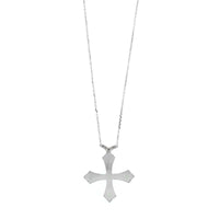 18K White Gold Black Enamel and Diamond Short Cross Necklace