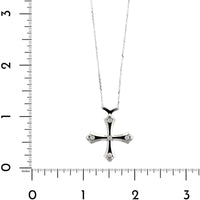 18K White Gold Black Enamel and Diamond Short Cross Necklace