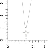 18K White Gold Single Prong Round Diamond Cross Pendant Necklace