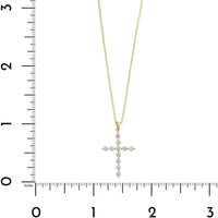18K Yellow Gold Single Prong Round Diamond Cross Pendant Necklace