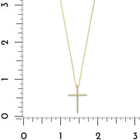 18K Yellow Gold Shared Prong Round Diamond Cross Pendant Necklace