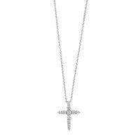 18K White Gold Graduated Diamond Cross Pendant Necklace
