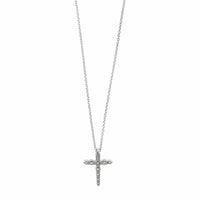 18K White Gold Graduated Diamond Cross Pendant Necklace