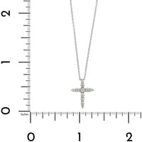 18K White Gold Graduated Diamond Cross Pendant Necklace