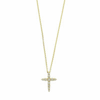 18K Yellow Gold Graduated Diamond Cross Pendant Necklace