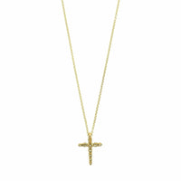 18K Yellow Gold Graduated Diamond Cross Pendant Necklace