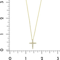 18K Yellow Gold Graduated Diamond Cross Pendant Necklace