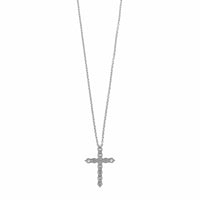 Platinum Round Diamond Cross Pendant Necklace