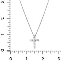 Platinum Emerald Cut Diamond Cross Pendant Necklace