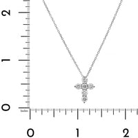 14K White Gold 6 Stone Diamond Cross Pendant Necklace