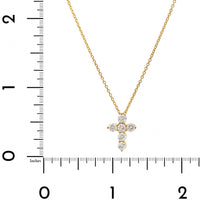 14K Yellow Gold 6 Stone Diamond Cross Pendant Necklace