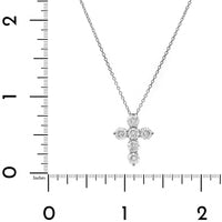 14K White Gold 6 Stone Diamond Cross Pendant Necklace
