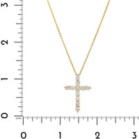 14K Yellow Gold Shared Prong Diamond Cross Pendant Necklace