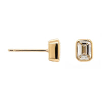 18K Yellow Gold 1CTW Emerald Cut Diamond Stud Earrings