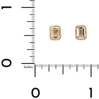 18K Yellow Gold 1CTW Emerald Cut Diamond Stud Earrings