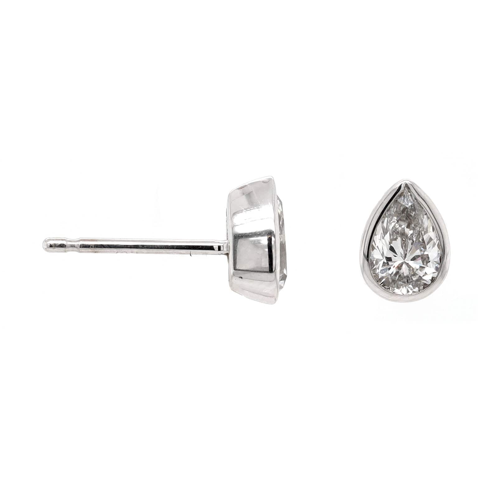 18K White Gold 1CTW Pear Shaped Diamond Stud Earrings