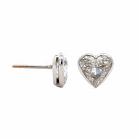 18K White Gold Heart Shaped Diamond Stud Earrings