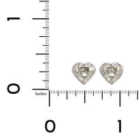 18K White Gold Heart Shaped Diamond Stud Earrings
