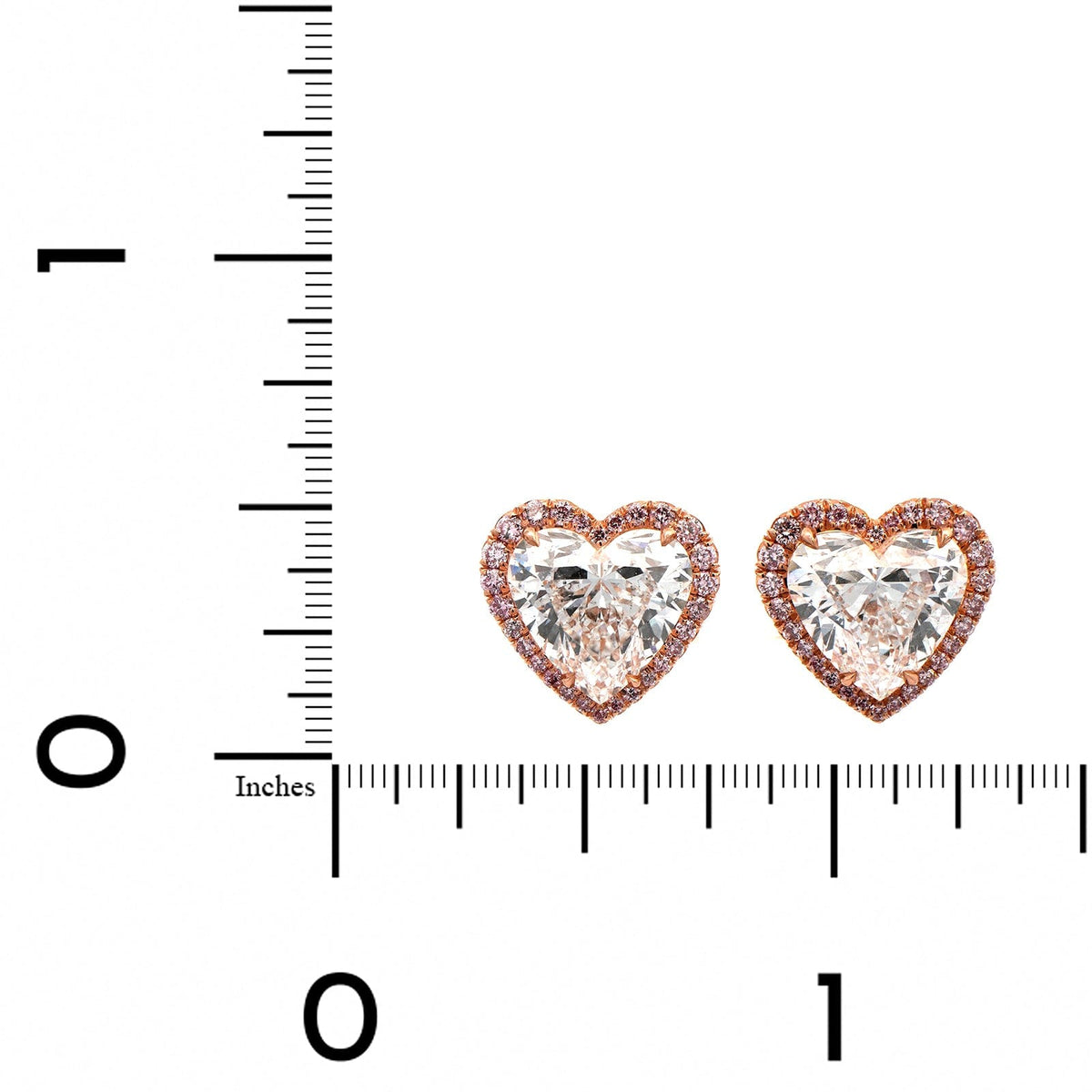 18K Rose Gold Heart Shaped Diamond Stud Earrings