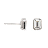 18K White Gold 2CTW Emerald Cut Diamond Stud Earrings