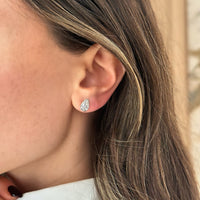 18K White Gold 2CTW Pear Shaped Diamond Stud Earrings