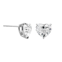 18K White Gold Heart Shaped Diamond Stud Earrings