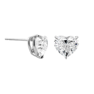 18K White Gold Heart Shaped Diamond Stud Earrings