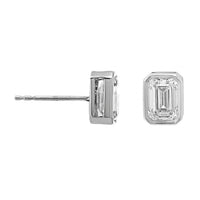 18K White Gold 2CTW Emerald Cut Diamond Stud Earrings
