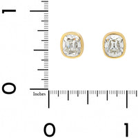 18K Yellow Gold 3CTW Old Mine Cut Diamond Stud Earrings