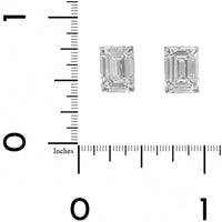 18K White Gold Emerald Cut Diamond Stud Earrings