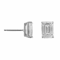 18K White Gold Emerald Cut Diamond Stud Earrings