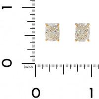 18K Yellow Gold Cushion Cut Diamond Stud Earrings