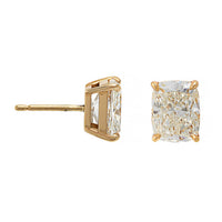 18K Yellow Gold Cushion Cut Diamond Stud Earrings