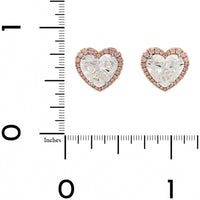 18K Rose Gold Heart Shaped Diamond Stud Earrings