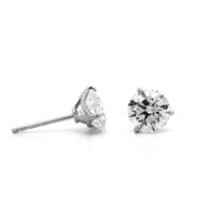 18K White Gold 3CTW Round Diamond Stud Earrings